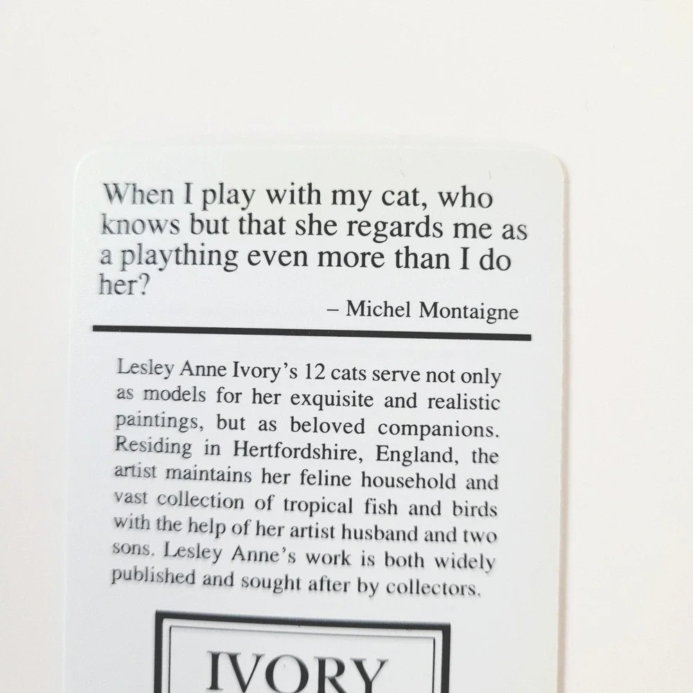 VTG 90s Lesley Ivory Cats Card Bookmark- Agneatha Kitten Quilt 1990 Antioch W222